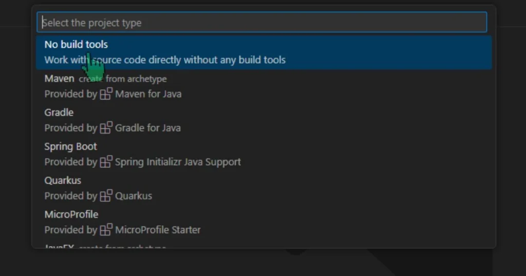 (selecting no build tools)